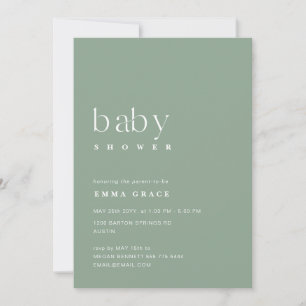 Minimalist Elegant Sage Green Baby Shower Invitation