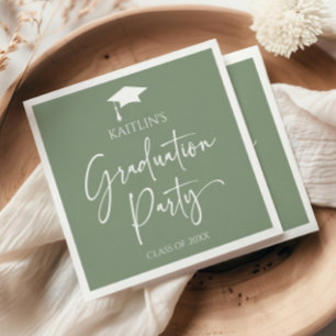 Minimalist Elegant Sage Green Graduation Party Napkin