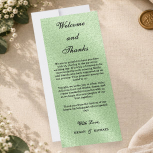Minimalist Elegant Sage Green Linen Welcome Thanks