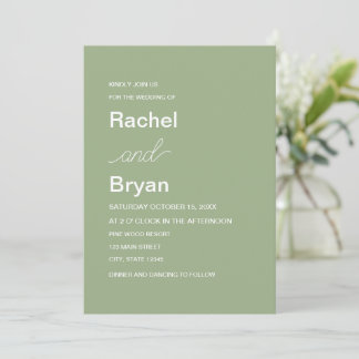 Minimalist Elegant Sage Green Wedding Invitation