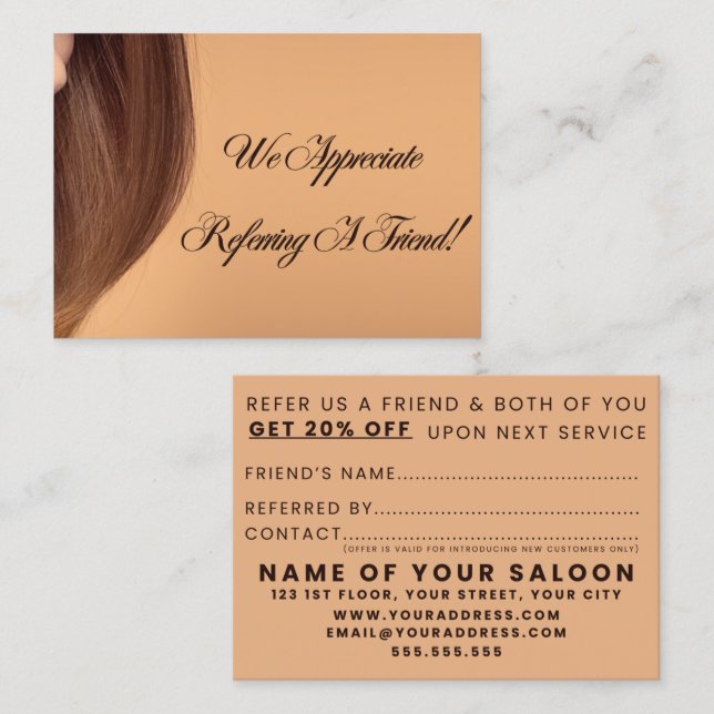 Minimalist Elegant Salon Referral Card (Front/Back)