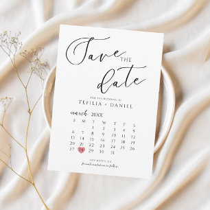 Minimalist Elegant Save The Date Calendar  Invitation