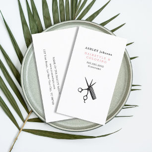 Minimalist Elegant Scissors Comb Hair Salon Business Card