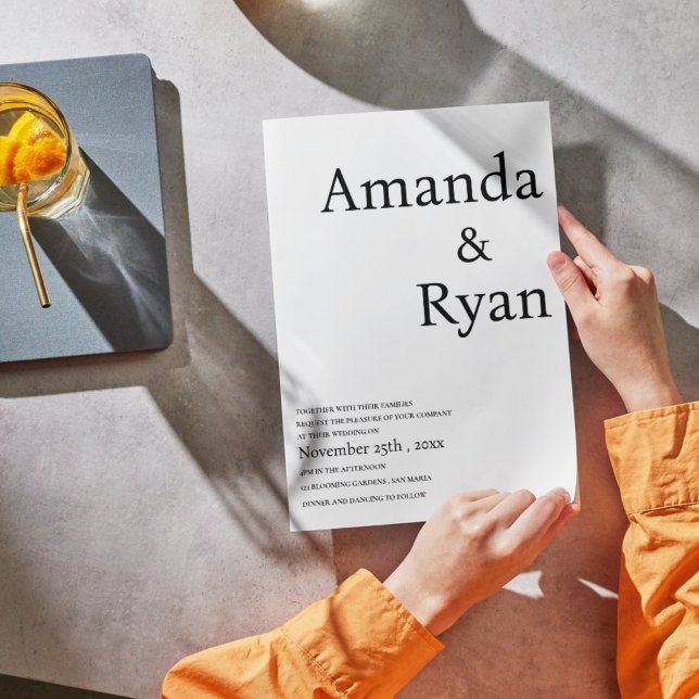 Minimalist Elegant Script Black & White Wedding Invitation (Minimalist Elegant Script Black & White Wedding Invitation)