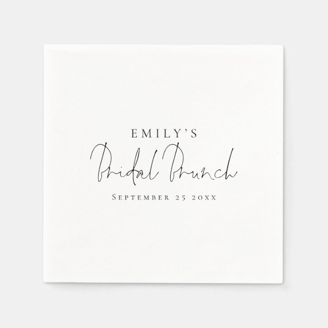 Minimalist Elegant Script Bridal Shower Brunch  Napkin (Front)