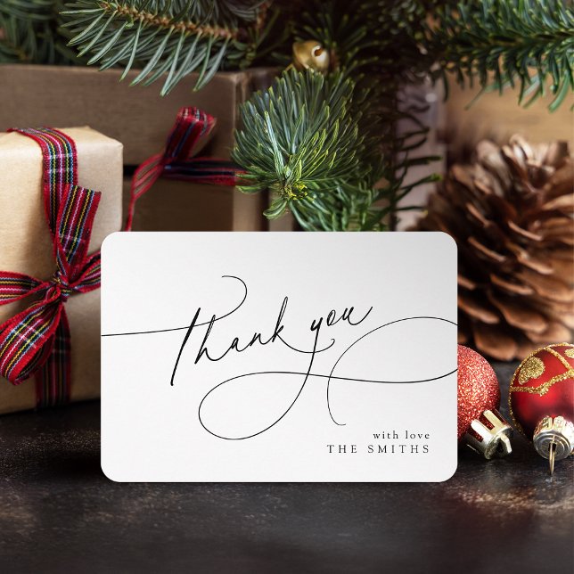 Minimalist Elegant Script Christmas Thank You Card (Minimalist Elegant Script Christmas Thank You)