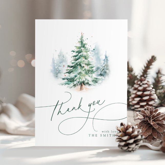 Minimalist Elegant Script Christmas Tree Thank You (Minimalist Elegant Script Christmas Tree Thank You)