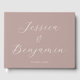 Minimalist Elegant Script Dusty Mauve Customisable Guest Book