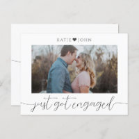 Minimalist Elegant Script Just Got Engaged Photo