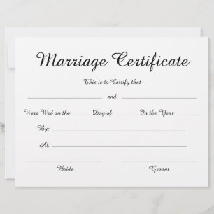 Minimalist Elegant Script Marriage Certificate