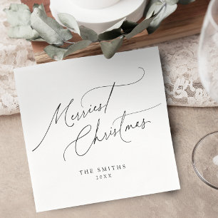 Minimalist Elegant Script Merriest Christmas Napkin
