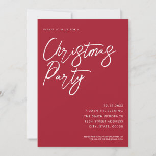 Minimalist Elegant Script Modern Christmas Party Invitation