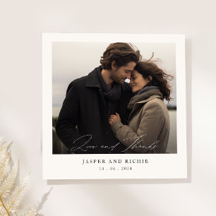 Minimalist Elegant Script Photo Square Wedding Invitation
