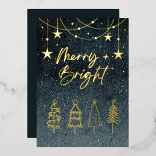 Minimalist Elegant Script Pine Trees Christmas