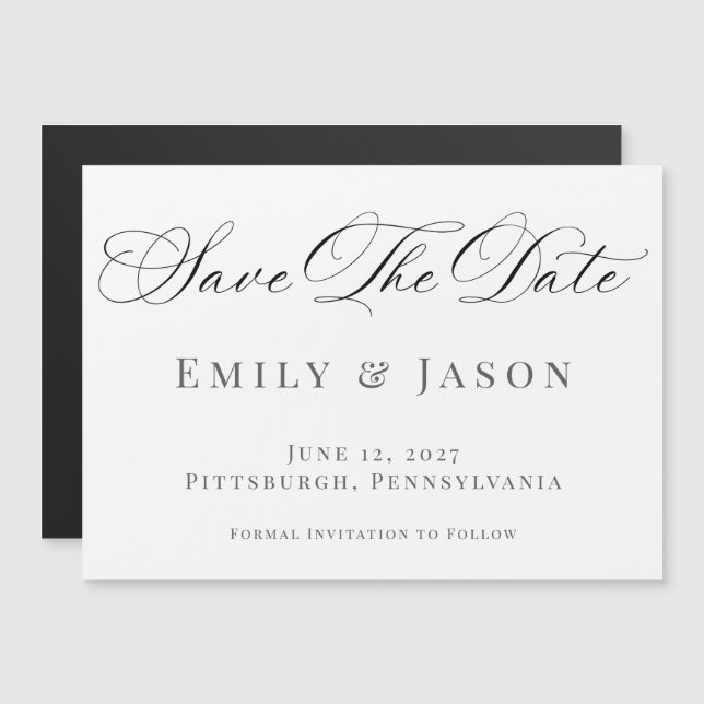Minimalist Elegant Script Save the Date Card (Front/Back)
