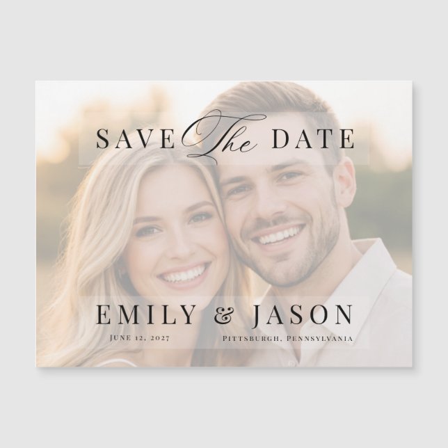 Minimalist Elegant Script Save the Date Card (Front)