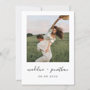 Minimalist Elegant Script Square Photo Wedding Invitation