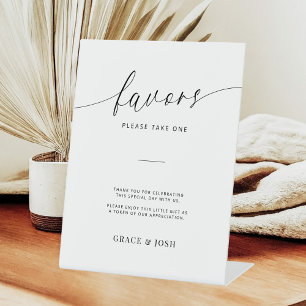 Minimalist Elegant Script Wedding Favours Pedestal Sign