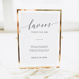 Minimalist Elegant Script Wedding Favours Sign