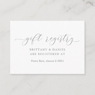 Minimalist Elegant Script Wedding Gift Registry Enclosure Card