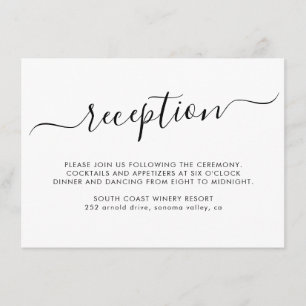 Minimalist Elegant Script Wedding Reception Enclosure Card