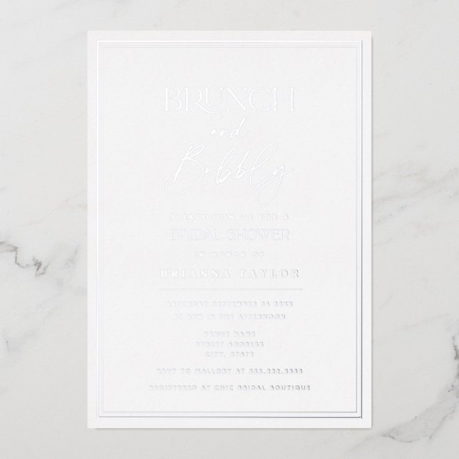 Minimalist Elegant Silver Foil Bridal Shower (Front)