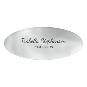 Minimalist Elegant Silver Pearl  Name Tag