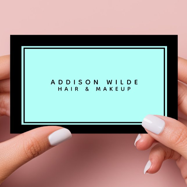 Minimalist Elegant Simple Black Teal Modern Business Card (Creator Uploaded)