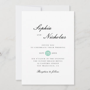 Minimalist elegant simple clean classic wedding invitation