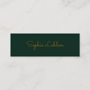 Minimalist elegant simple dark-green mini business card