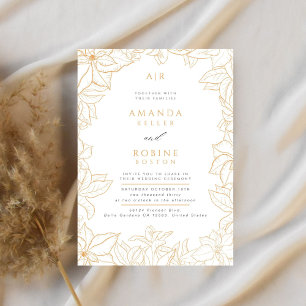 Minimalist Elegant Simple Flower Wedding Invitation