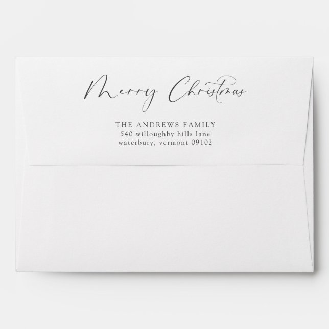 Minimalist Elegant Simple Merry Christmas Envelope (Back (Top Flap))