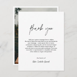 Minimalist Elegant Simple Photo Modern Funeral Thank You Card