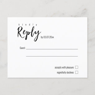 💍 Minimalist Elegant simple RSVP  Postcard