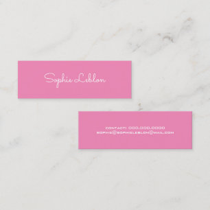 Minimalist Elegant Simple Script Name PINK Mini Business Card