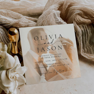 Minimalist Elegant Square Photo Wedding  Invitation