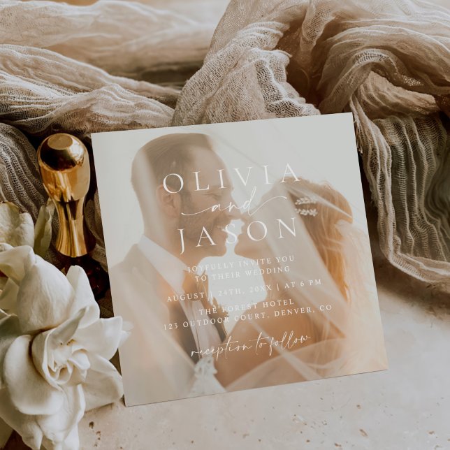 Minimalist Elegant Square Photo Wedding  Invitation (Creator Uploaded)