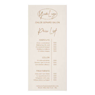 Minimalist Elegant Tan Taupe Modern Price List Rack Card