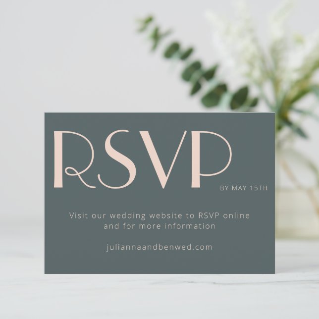 Minimalist Elegant Teal Blush Wedding Online  RSVP (Standing Front)