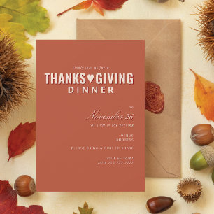 Minimalist Elegant Terracotta Formal Thanksgiving Invitation
