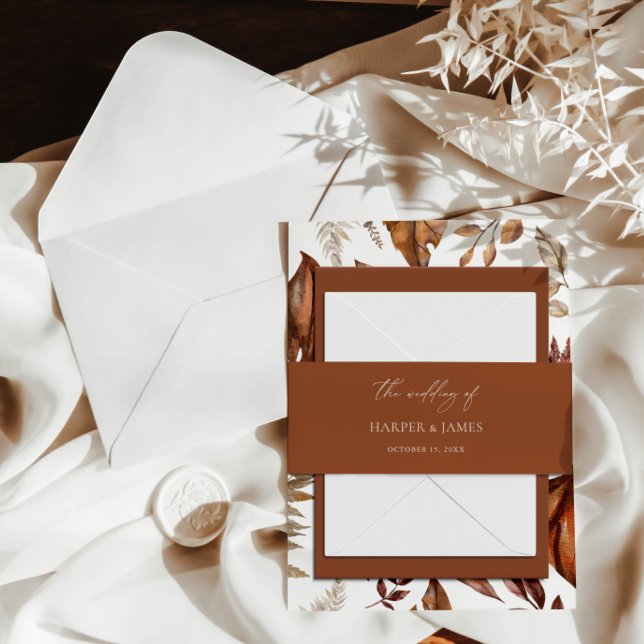 Minimalist Elegant Terracotta Wedding  Invitation Belly Band (Creator Uploaded)