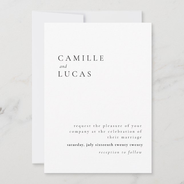 Minimalist Elegant Text and Photo | Wedding  Invitation (Front)