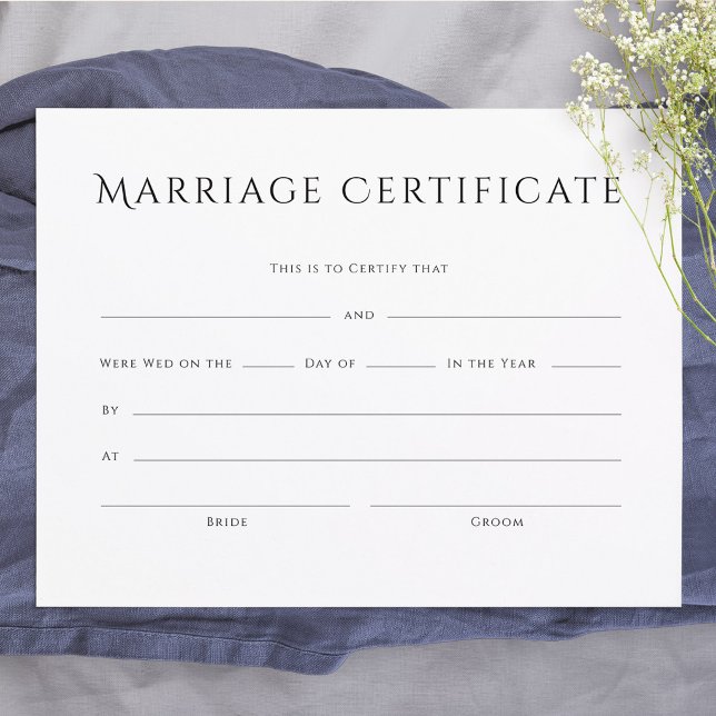 Minimalist Elegant Text Marriage Certificate (Minimalist Elegant Text Marriage Certificate)