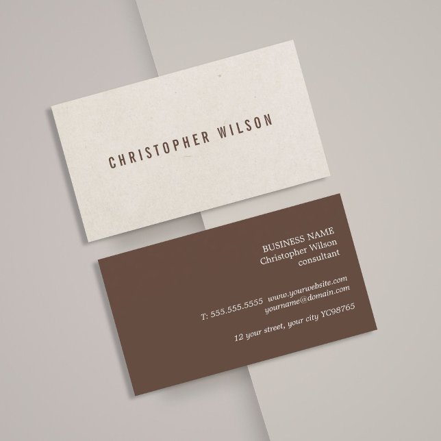 Minimalist Elegant Texture Beige Brown Consultant Business Card (Creator Uploaded)