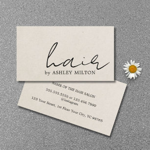 Minimalist Elegant Texture Beige Hairstylist  Business Card