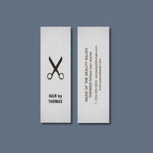 Minimalist Elegant Texture Light Grey Hair Stylist Mini Business Card