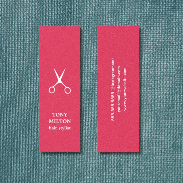 Minimalist Elegant Texture Pink White Hairstylist Mini Business Card (Creator Uploaded)