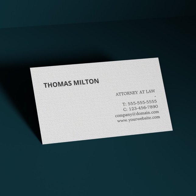 Minimalist Elegant Texture White Attorney at law Business Card (Creator Uploaded)
