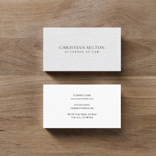 Minimalist Elegant Texture White Attorney at Law Business Card