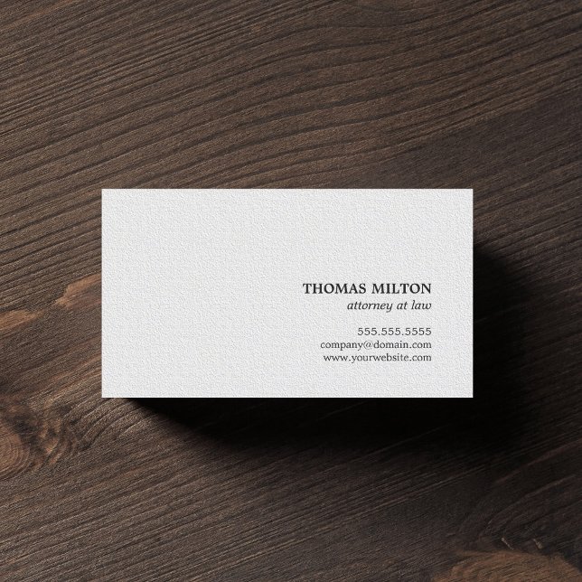 Minimalist Elegant Texture White Attorney at law Business Card (Creator Uploaded)
